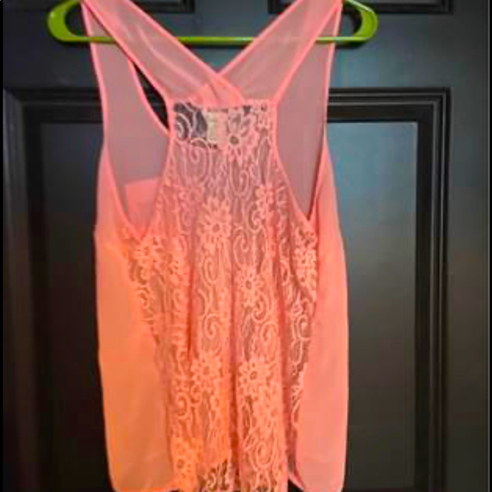 Translucent pink tank top